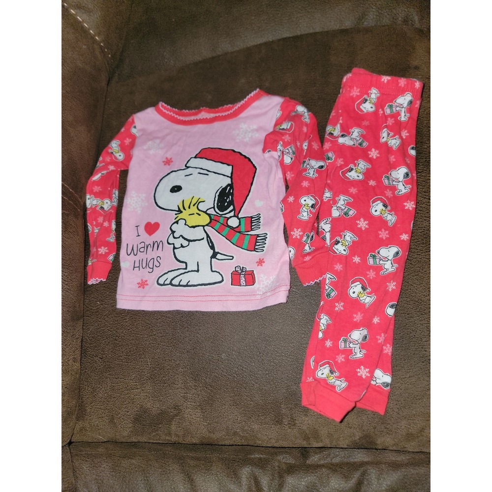 Peanuts snoopy‎ holiday Christmas i love warm hugs pajamas size 18 months sleep